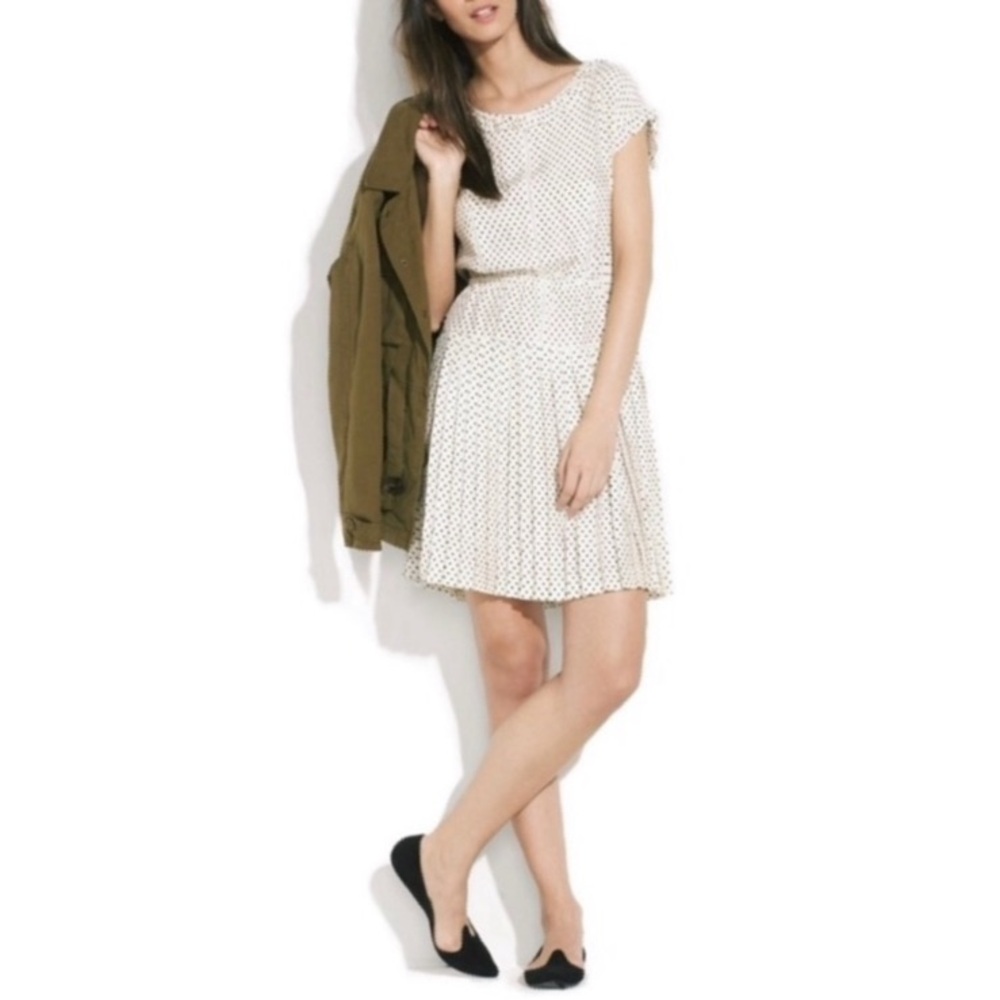 Alexa Chung for Madewell The Betty Tea Silk Polka Dot Pleated Dress Size 4